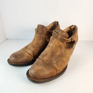 Born Women's Brown Leather Preppy Minimalist Ankle Booties Size 10M